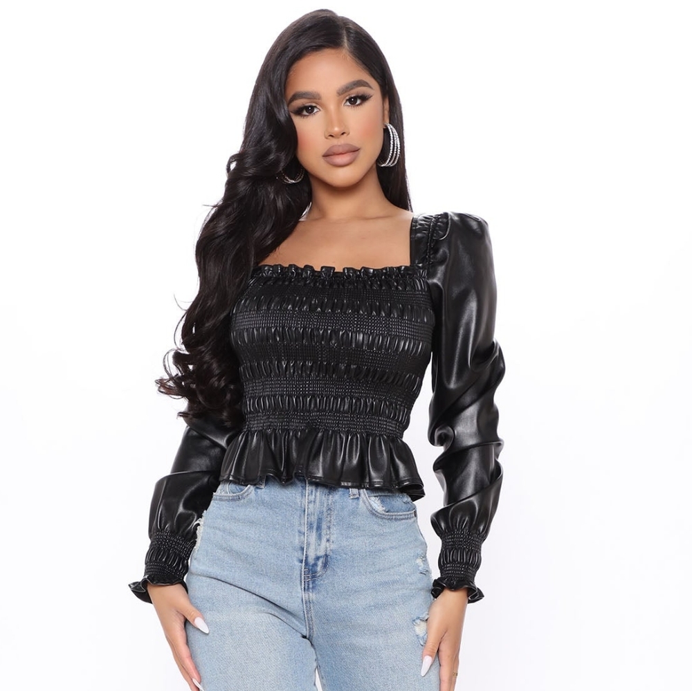 Fashion Nova Faux Leather Top 2X